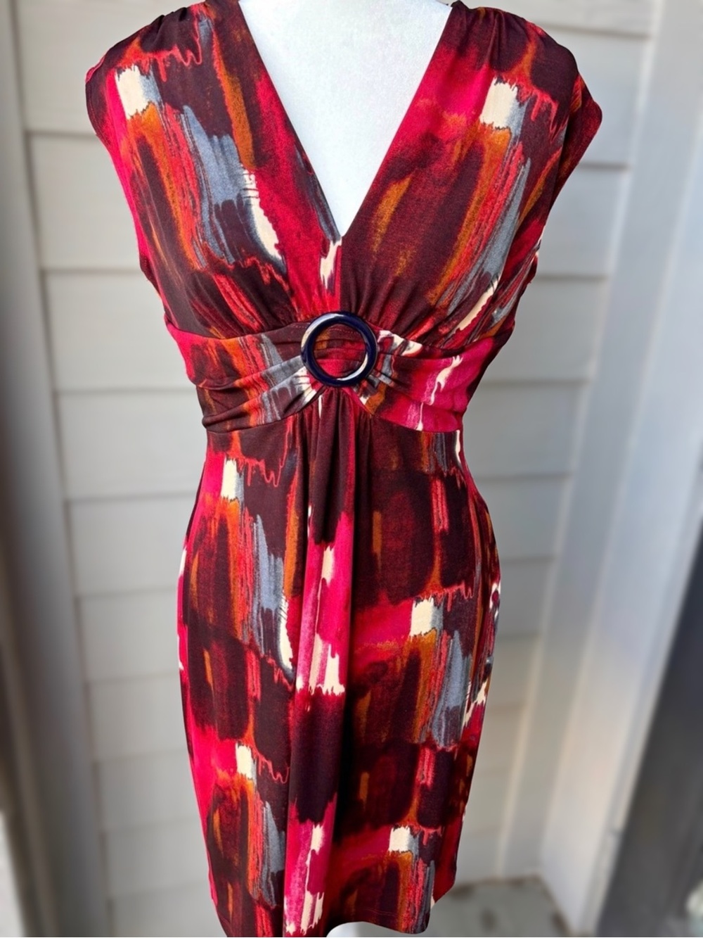 Glamour NWT Red Abstract Y2K O-Ring Dress Size 10